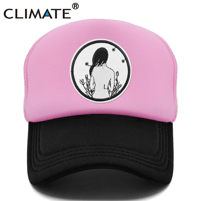 CLIMATE Beatuy Girl Trucker Cap Pink Black Girl Youth Women Beatuy Cap Young Lady Hip Hop Hat Mesh Cap Will Always Love YQ