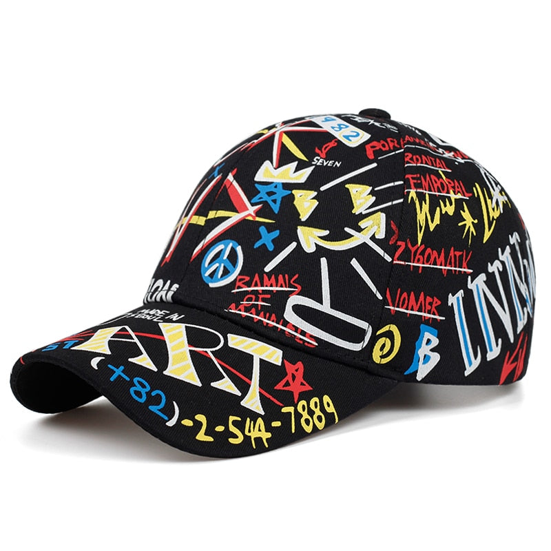 fashion Letter Baseball Cap Graffiti Sun Hip Hop Cap Visor Spring Hat Men Adjustable Snapback Cotton Cap For Women Men Hats