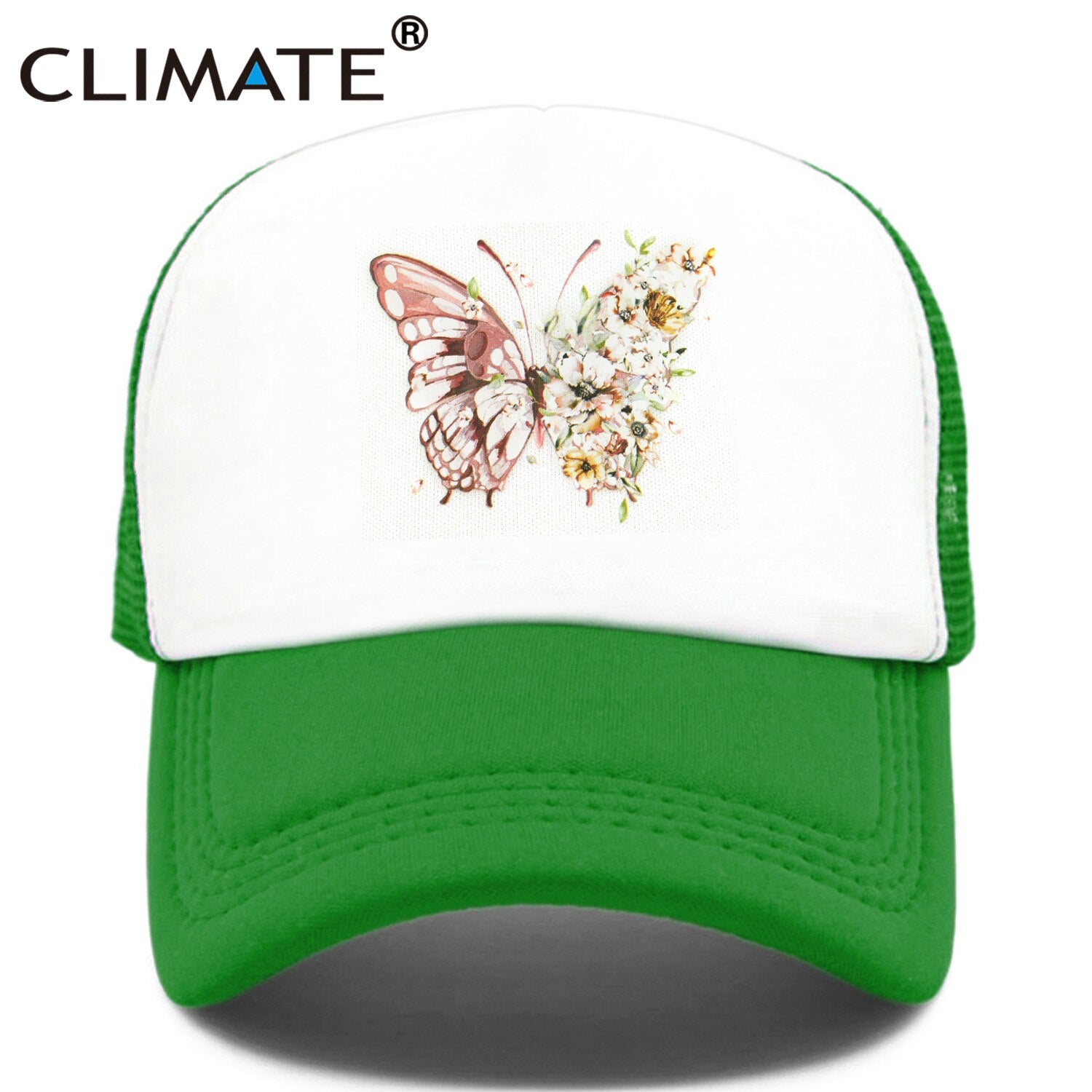 CLIMATE Women Butterfly flower Cap New Girls Flower Butterfly Hat Cap Hip Hop Baseball Trucker Mesh Cool Caps Hat for Women girl