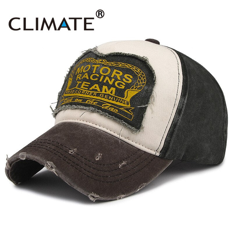 CLIMATE Cool Motor Baseball Cap Caps Motor Fan Men Cool Contrast Color Fashion Cap Cotton Jeans Hat Caps for Adult Men