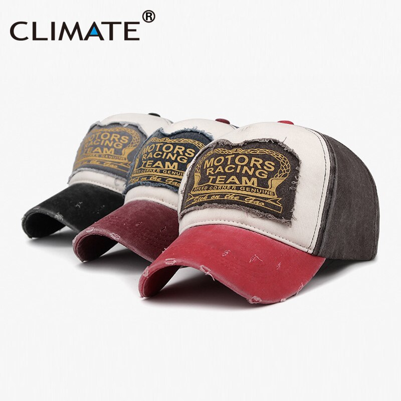 CLIMATE Cool Motor Baseball Cap Caps Motor Fan Men Cool Contrast Color Fashion Cap Cotton Jeans Hat Caps for Adult Men