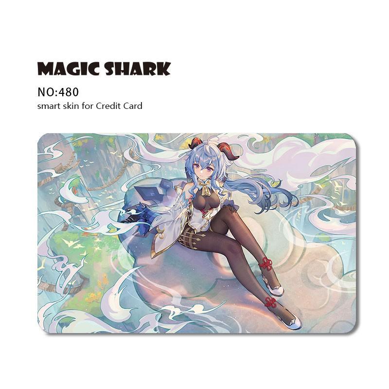 Magic Shark Leaf Warrior Pig Anime Cartoon Flower Matte Film Sticker Skin Film Cover for Big Small No Chip Credit Debit Card