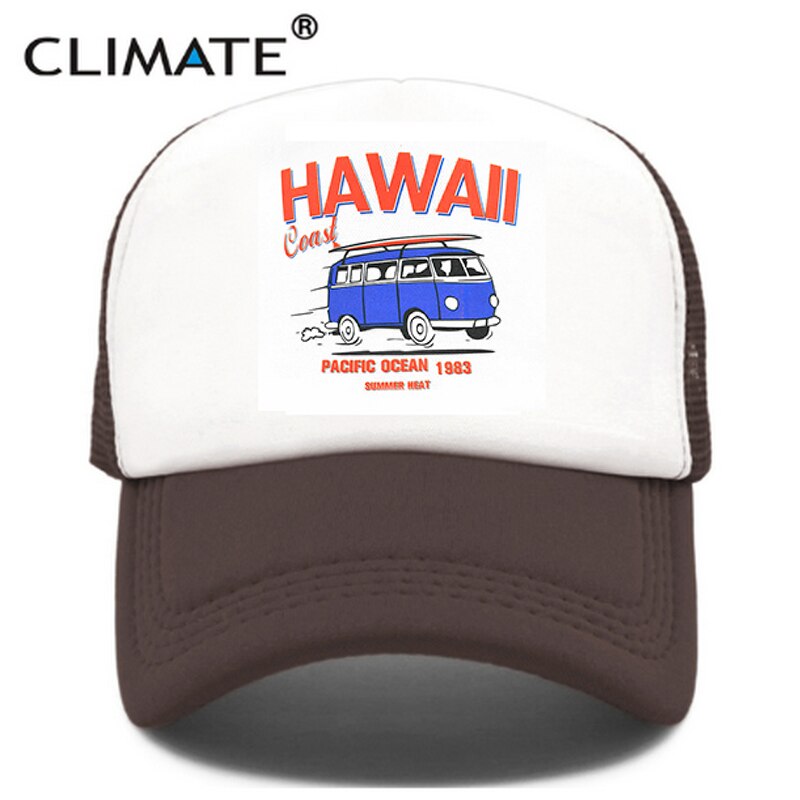 CLIMATE Hawaii Coast Road Trip Cap Drive Tour Trucker Cap Car Journey Vacation Mesh Cap Summer Heat Hat Caps for Family Journey