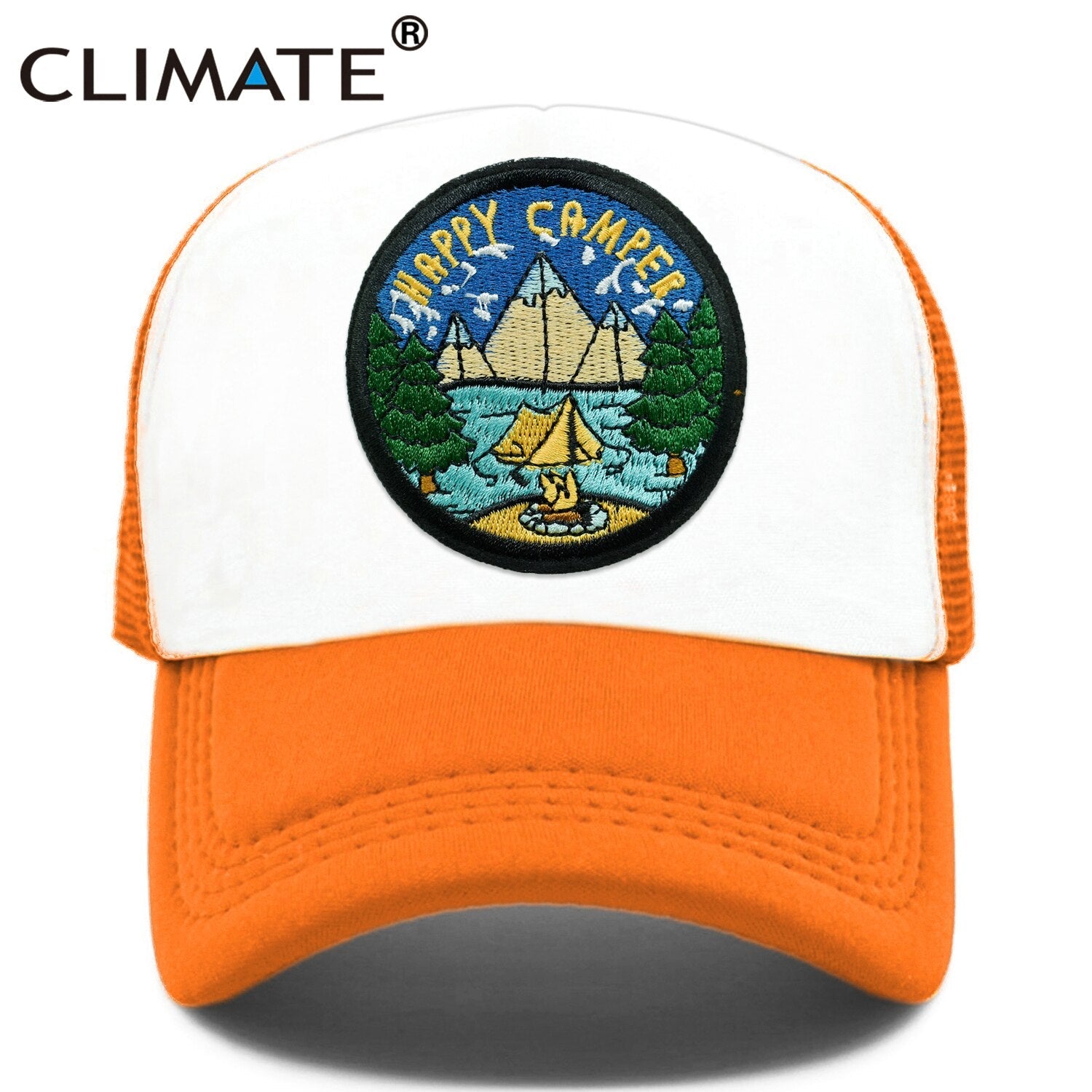 CLIMATE Camper Happy Camp Cap Camp Summer Camp Camping Trucker Cap Green Hiking