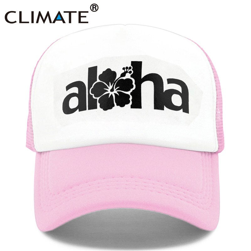 CLIMATE Women Men Aloha Cap New Seaside Aloha Flower Hat Cap Beach Hip Hop Baseball Trucker Mesh Cool Caps Hat For Man Women