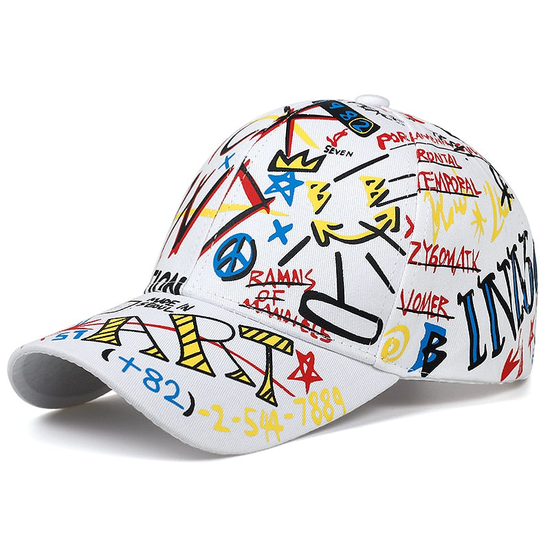 fashion Letter Baseball Cap Graffiti Sun Hip Hop Cap Visor Spring Hat Men Adjustable Snapback Cotton Cap For Women Men Hats