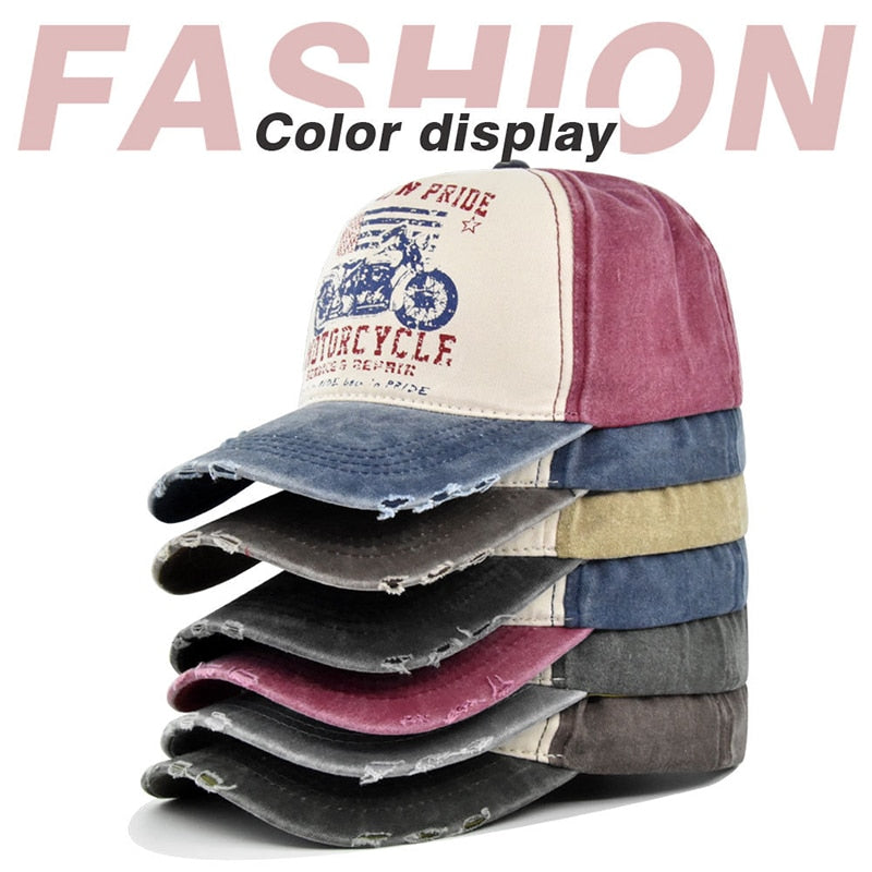 Hip Hop Hats for Women Men Motorcycle Graffiti Baseball Cap Wash Cotton Snapback Caps Summer Sun Hats Dad Hat Casquette Gorras