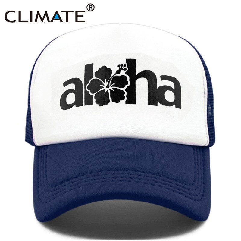 CLIMATE Women Men Aloha Cap New Seaside Aloha Flower Hat Cap Beach Hip Hop Baseball Trucker Mesh Cool Caps Hat For Man Women