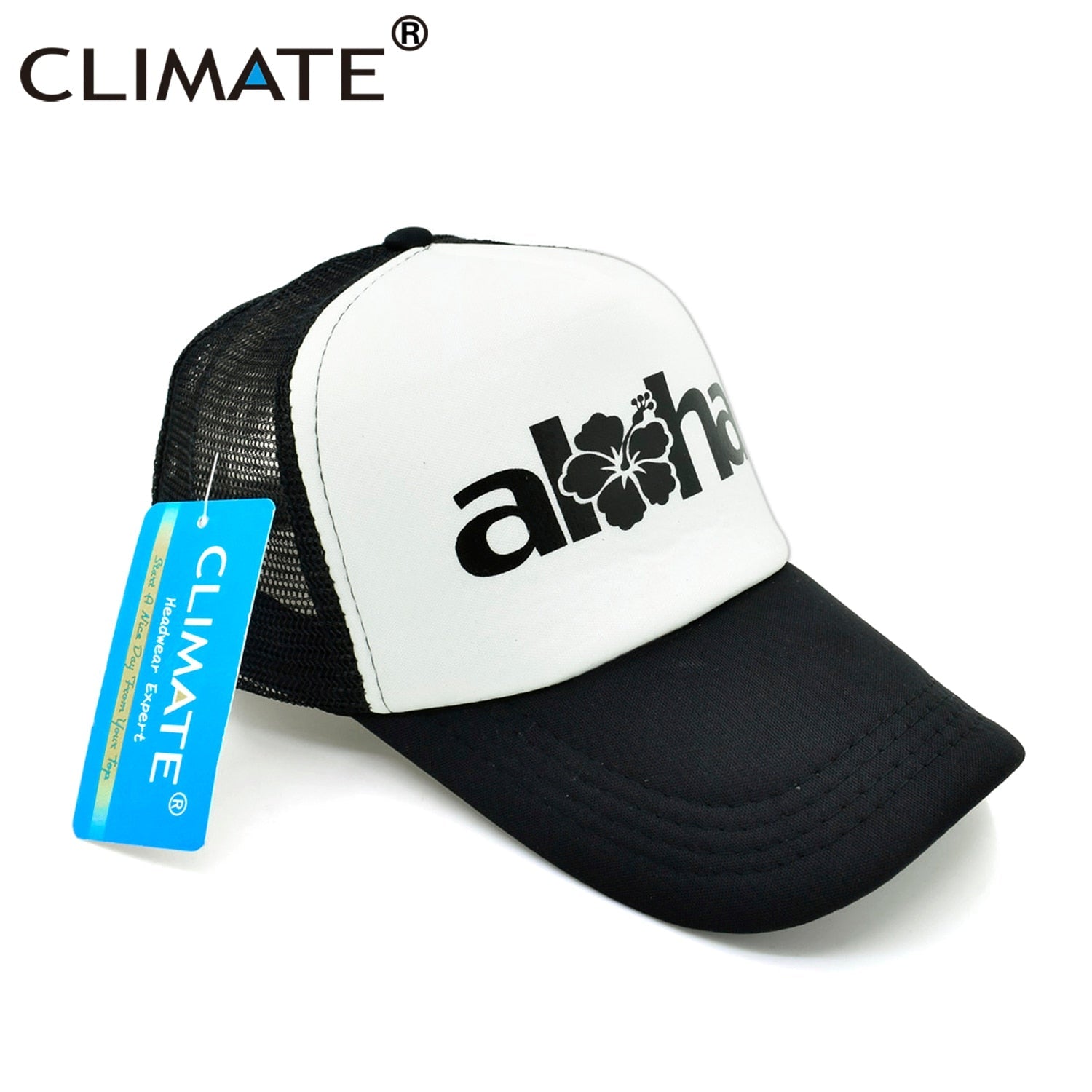 CLIMATE Women Men Aloha Cap New Seaside Aloha Flower Hat Cap Beach Hip Hop Baseball Trucker Mesh Cool Caps Hat For Man Women