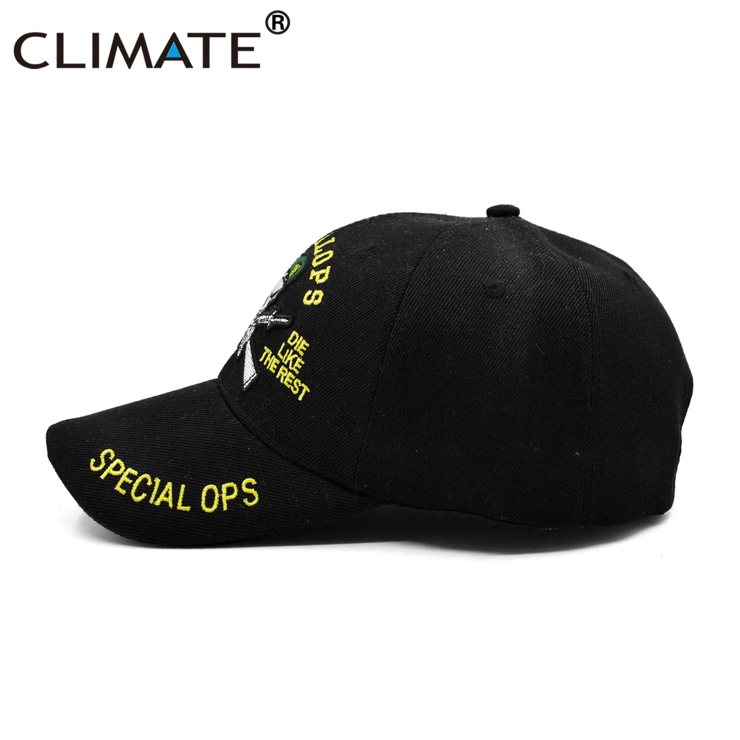 CLIMATE Man Bone Skull Baseball Cap Cool Black Forces Army Cap Cool Black Specialops Bone Gun Hats Baseball Caps Army Style Men