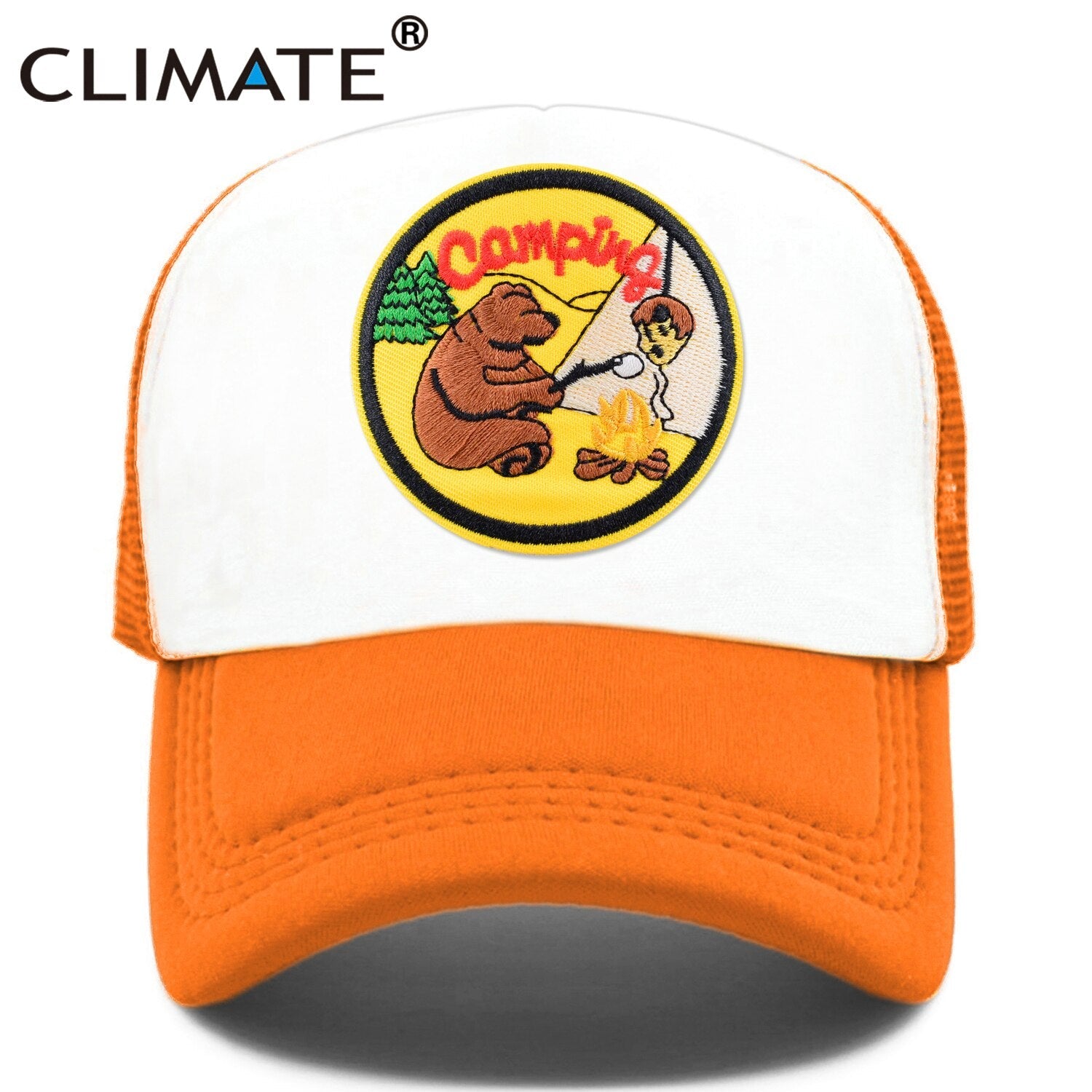 CLIMATE Funny Camping Cap New Happy Camp Camper Summer Trucker Cap Green Hiking