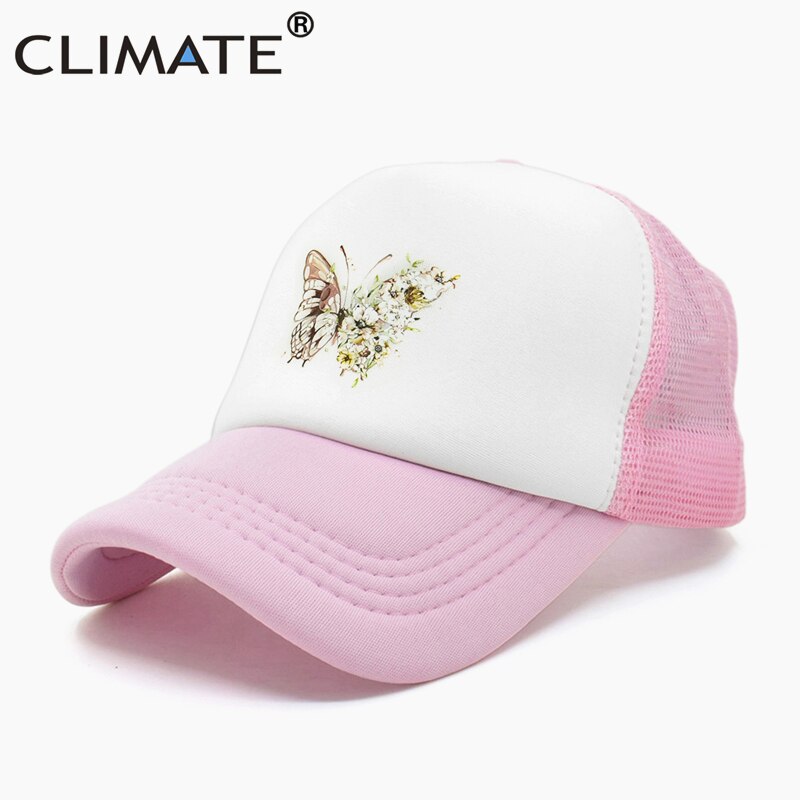 CLIMATE Women Butterfly flower Cap New Girls Flower Butterfly Hat Cap Hip Hop Baseball Trucker Mesh Cool Caps Hat for Women girl