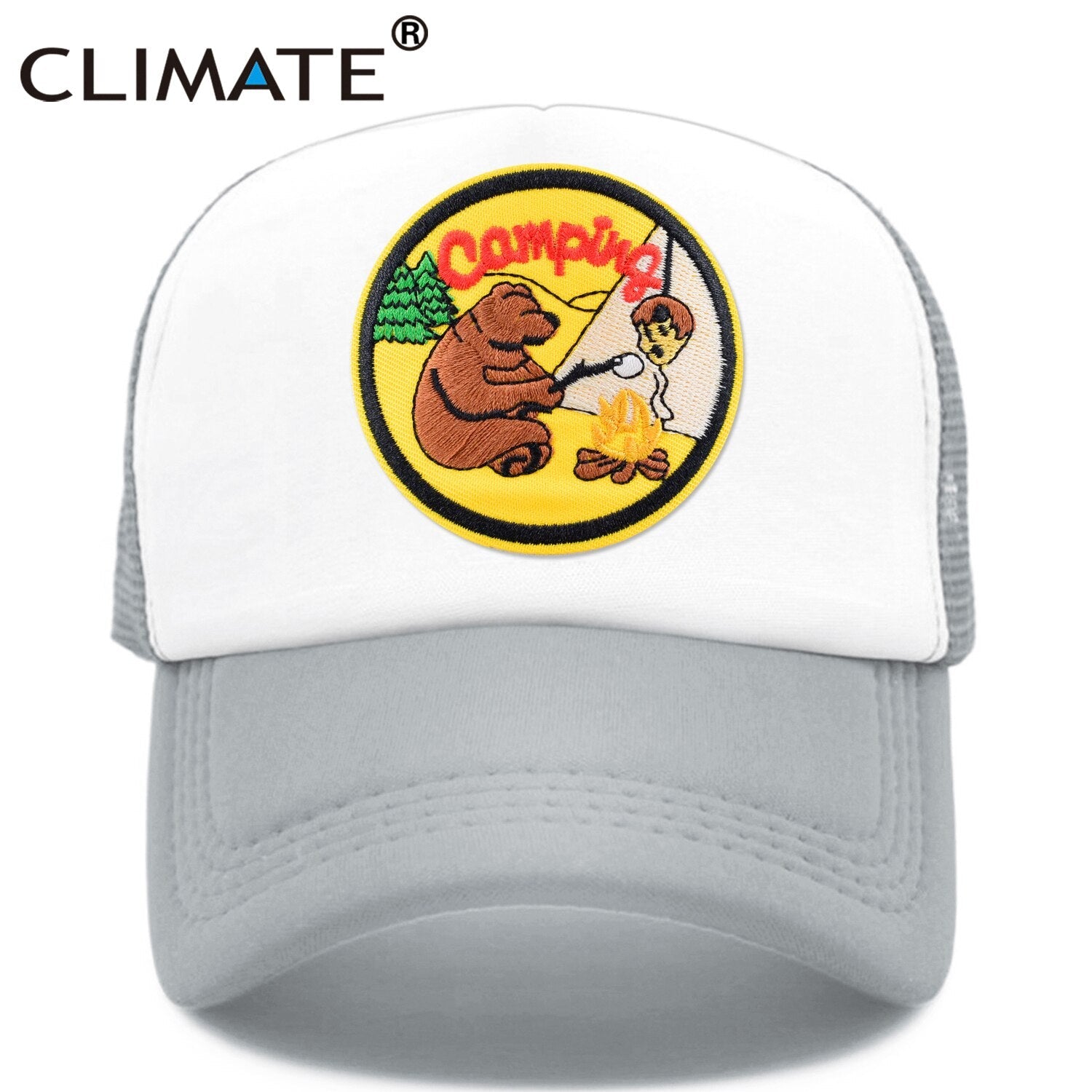 CLIMATE Funny Camping Cap New Happy Camp Camper Summer Trucker Cap Green Hiking