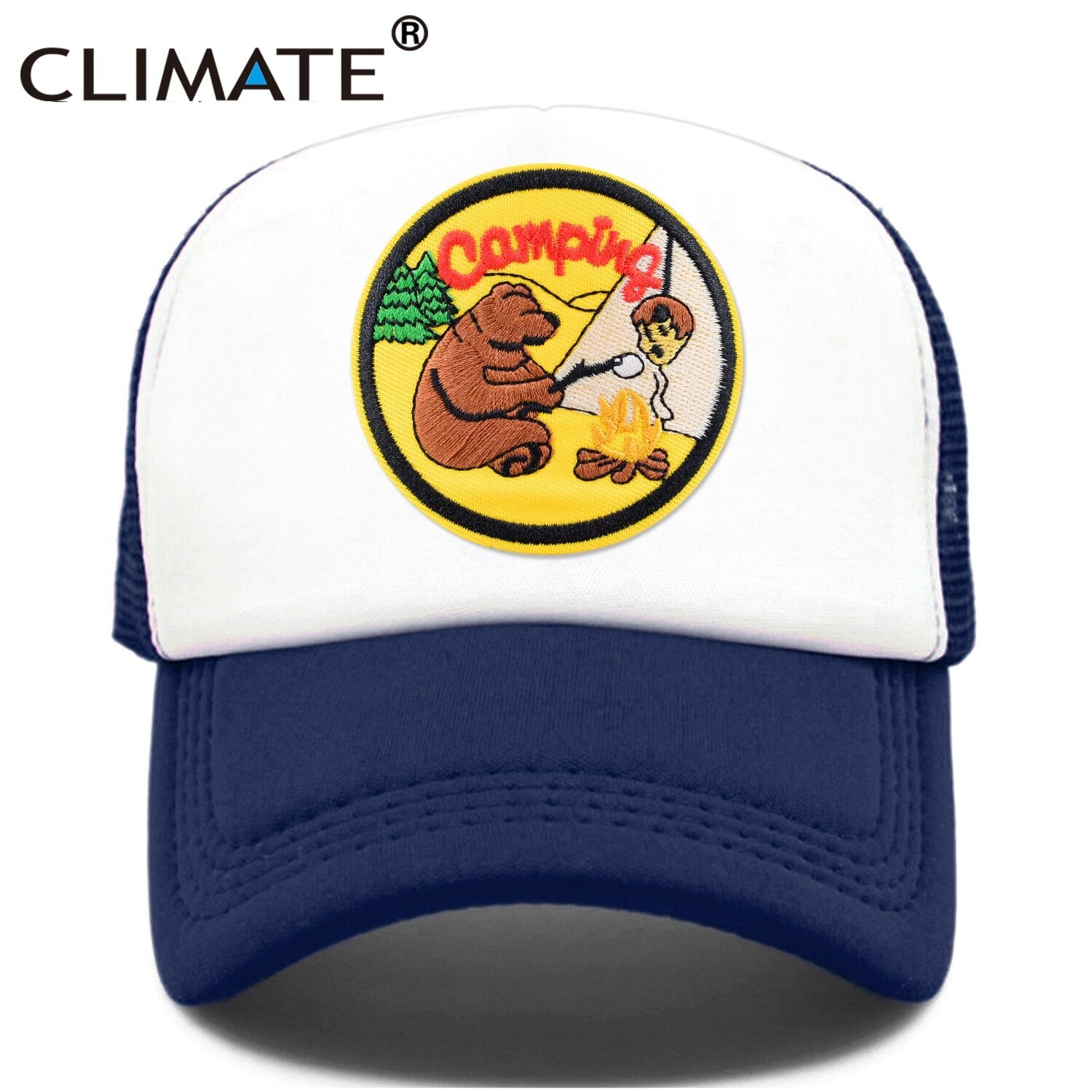 CLIMATE Funny Camping Cap New Happy Camp Camper Summer Trucker Cap Green Hiking