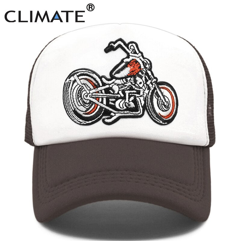 CLIMATE Motor Cap Cool Man Motorcycle Motorbike Trucker Cap Men Motor Fan Cap Hat Baseball Cap Cool Summer Mesh Hip Hop Cap