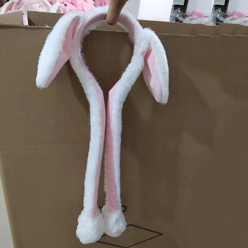 Rabbit Hat with Moving Ears Ear Movable Winter Earflap Airbag Cap for Kids Adult