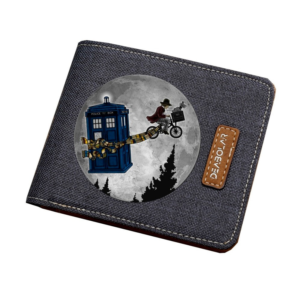 Anime Short Wallet Doctor Who Leisure Printing Mens Short Bi-fold ID/Credit Card Holder Cartoon Purse