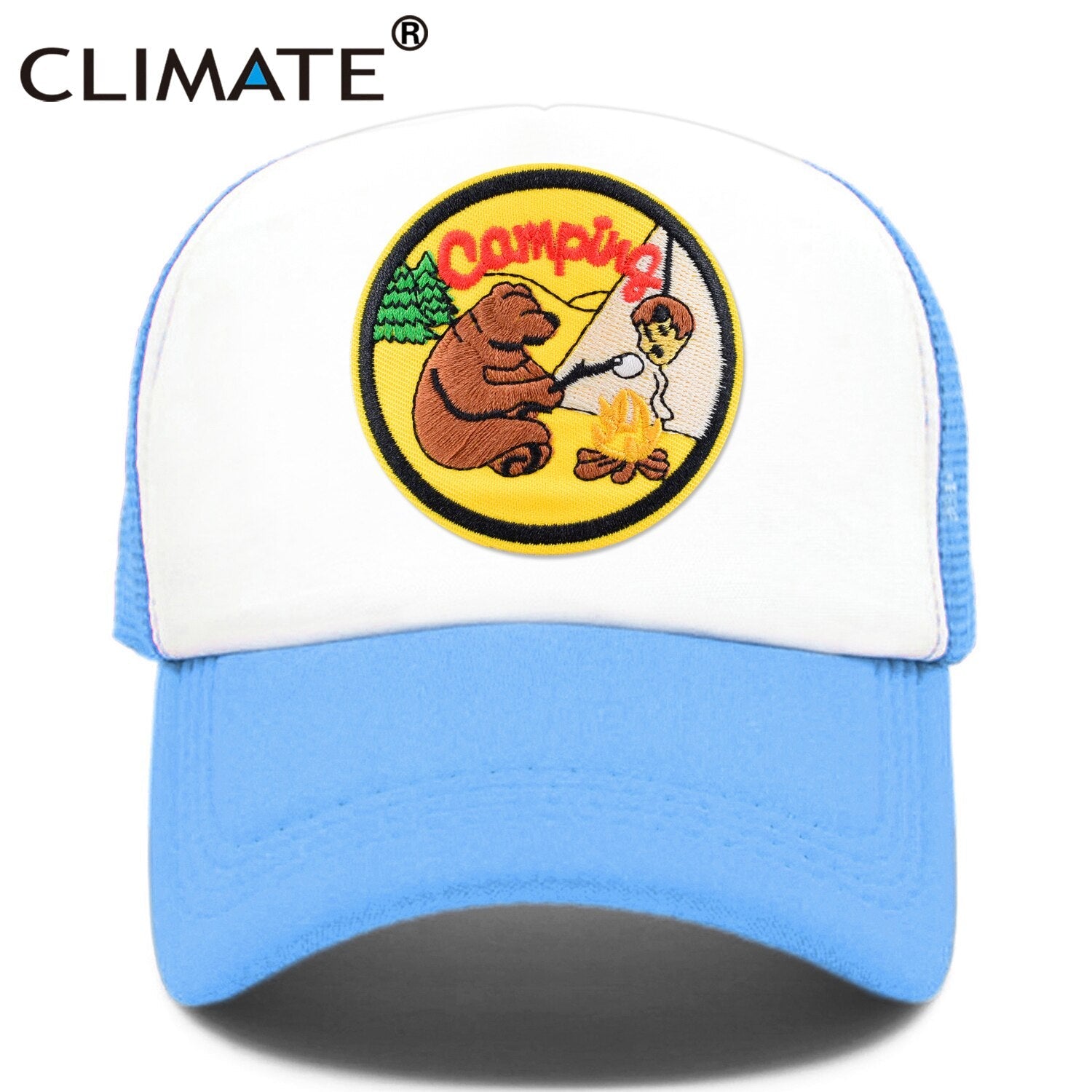 CLIMATE Funny Camping Cap New Happy Camp Camper Summer Trucker Cap Green Hiking