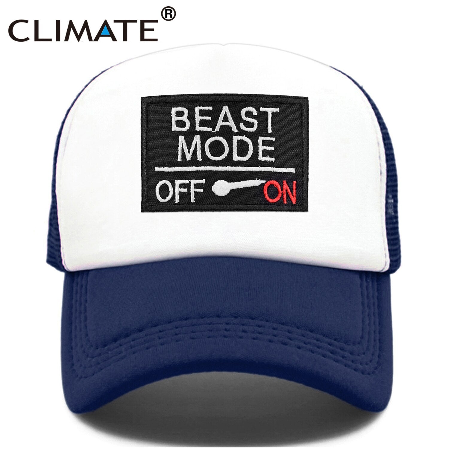 CLIMATE Beast Mode On Trucker Cap Cool Gym Beast Funny Camouflage Cap for Man Men Bodybuilding Summer Cool Baseball Mesh Caps