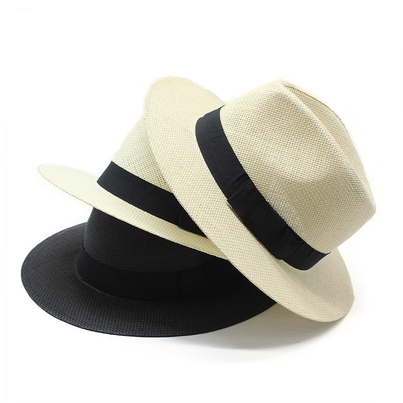 Summer Fedoras Panama jazz Hat Sun Hats for Women Man Beach Straw Hat for Men UV Protection Cap chapeau femme