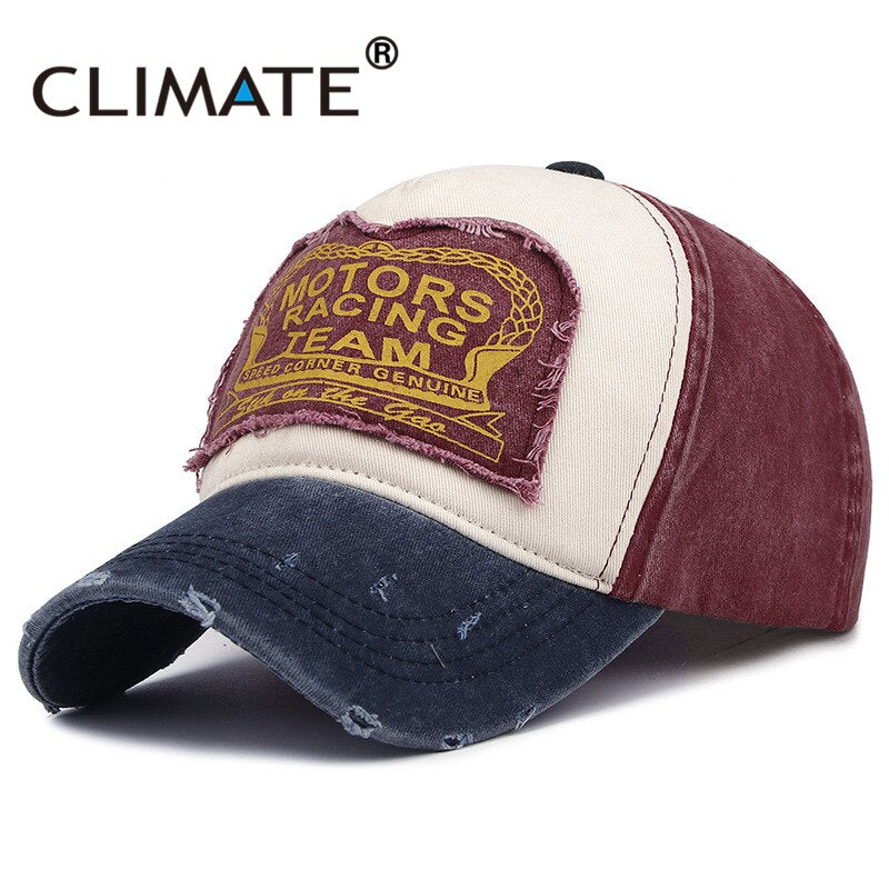 CLIMATE Cool Motor Baseball Cap Caps Motor Fan Men Cool Contrast Color Fashion Cap Cotton Jeans Hat Caps for Adult Men