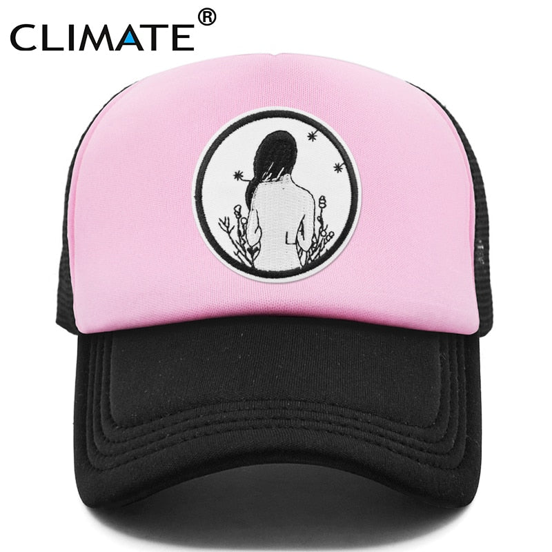 CLIMATE Beatuy Girl Trucker Cap Pink Black Girl Youth Women Beatuy Cap Young Lady Hip Hop Hat Mesh Cap Will Always Love YQ