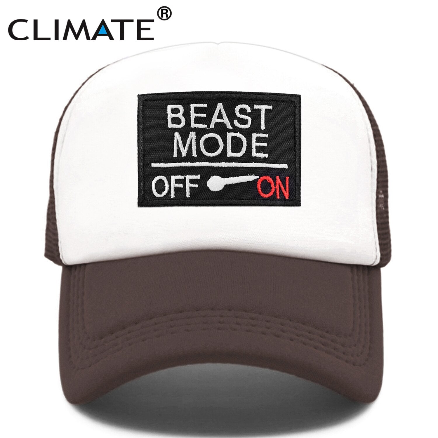 CLIMATE Beast Mode On Trucker Cap Cool Gym Beast Funny Camouflage Cap for Man Men Bodybuilding Summer Cool Baseball Mesh Caps