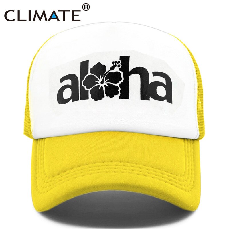 CLIMATE Women Men Aloha Cap New Seaside Aloha Flower Hat Cap Beach Hip Hop Baseball Trucker Mesh Cool Caps Hat For Man Women