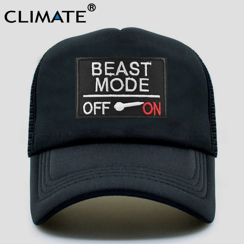 CLIMATE Beast Mode On Trucker Cap Cool Gym Beast Funny Camouflage Cap for Man Men Bodybuilding Summer Cool Baseball Mesh Caps