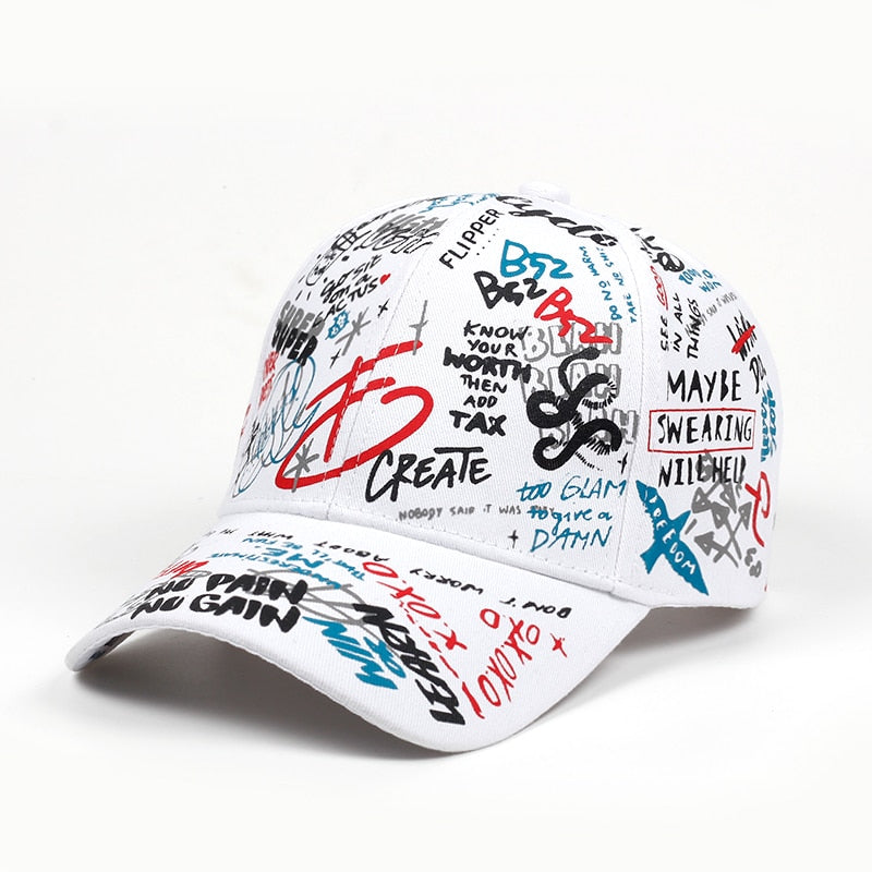 fashion Letter Baseball Cap Graffiti Sun Hip Hop Cap Visor Spring Hat Men Adjustable Snapback Cotton Cap For Women Men Hats