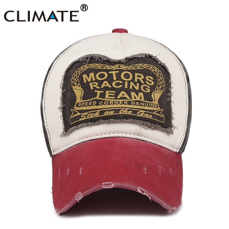 CLIMATE Cool Motor Baseball Cap Caps Motor Fan Men Cool Contrast Color Fashion Cap Cotton Jeans Hat Caps for Adult Men