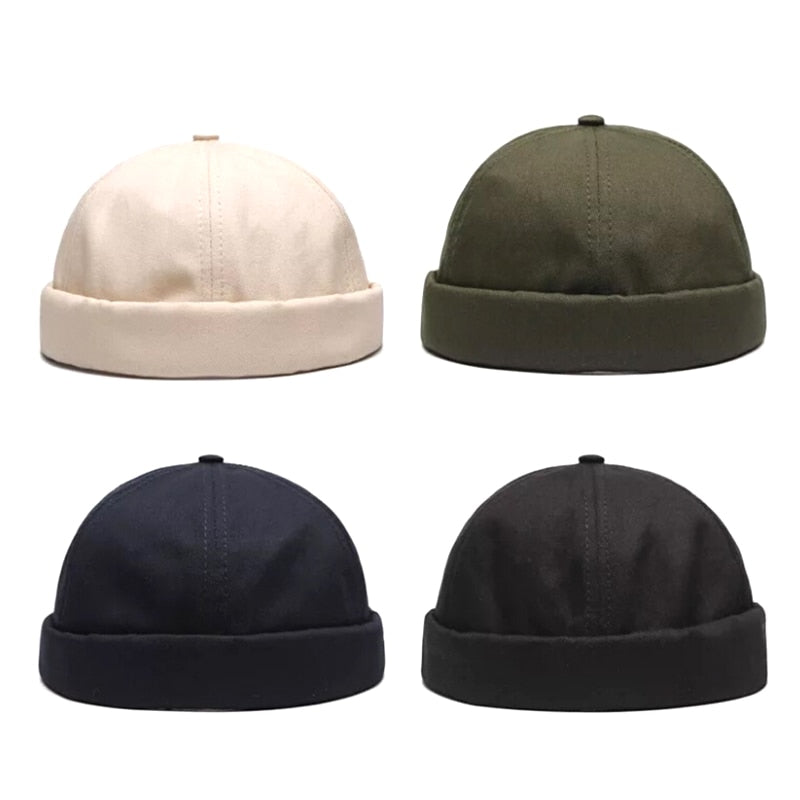 Vintage Brimless Cotton Baseball Snapback Caps Skull Hats Outdoor Hip Hop Hats For Men Adjustable Casual Caps