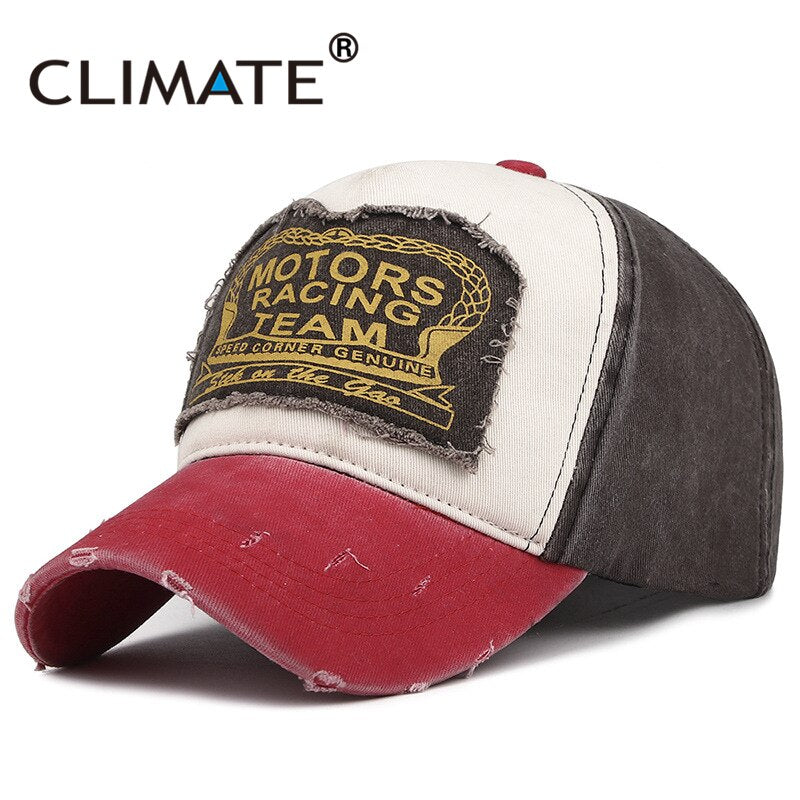 CLIMATE Cool Motor Baseball Cap Caps Motor Fan Men Cool Contrast Color Fashion Cap Cotton Jeans Hat Caps for Adult Men