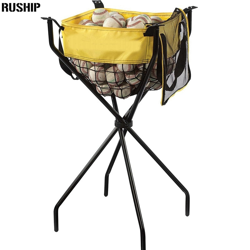 Baseball Softball Practice Nets Portable Ball Caddy Stand for Batting Pitching Training Ball Collecting Net With Carrying Bag