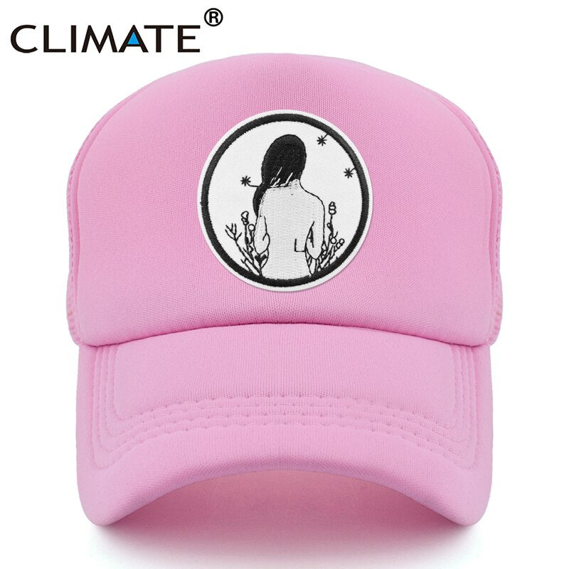 CLIMATE Beatuy Girl Trucker Cap Pink Black Girl Youth Women Beatuy Cap Young Lady Hip Hop Hat Mesh Cap Will Always Love YQ