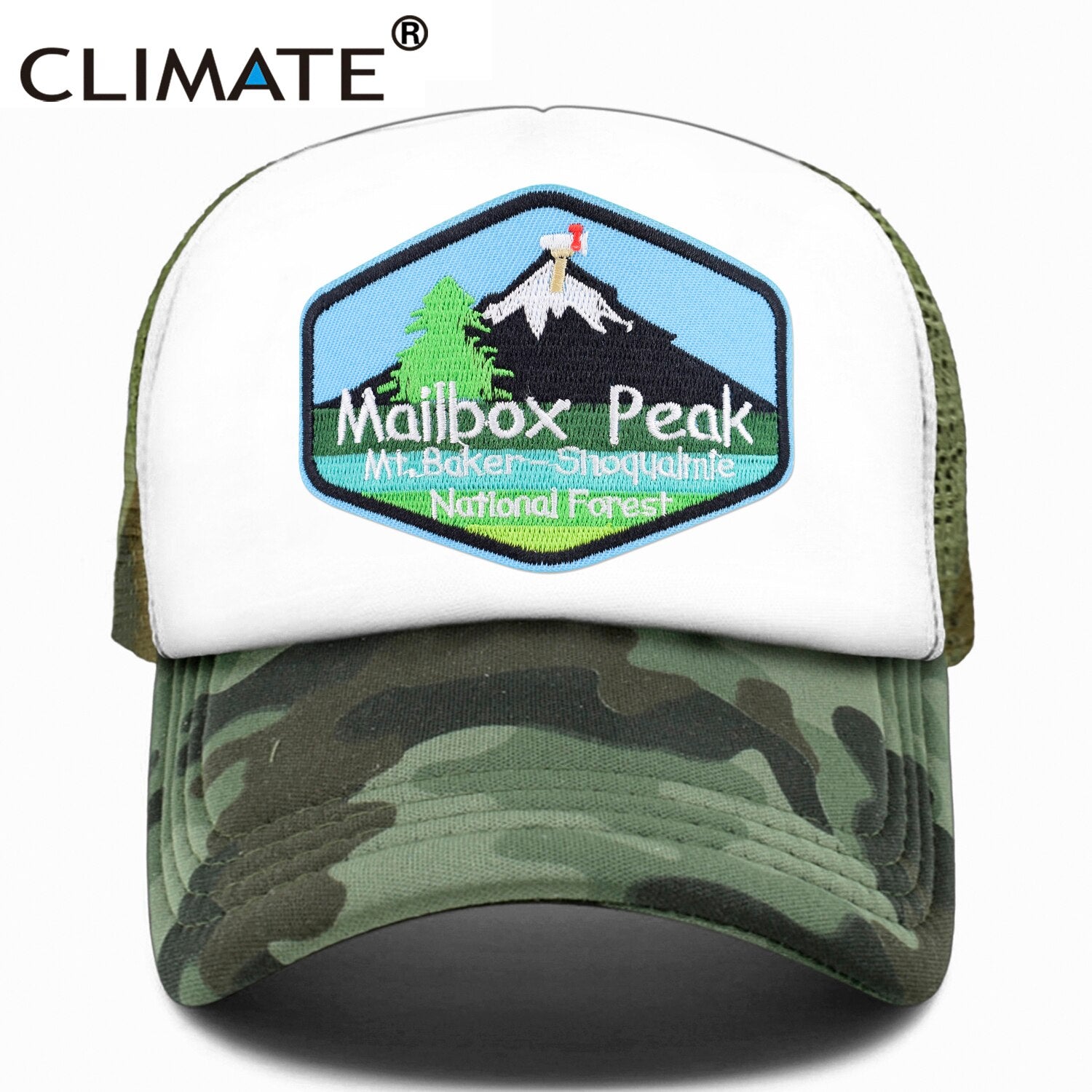 CLIMATE New Hike Green Cap Cool Mailbox Peak Trucker Cap Forest Cap Hat Peak Mountain Hiking Baseball Cap Cool Summer Mesh Cap