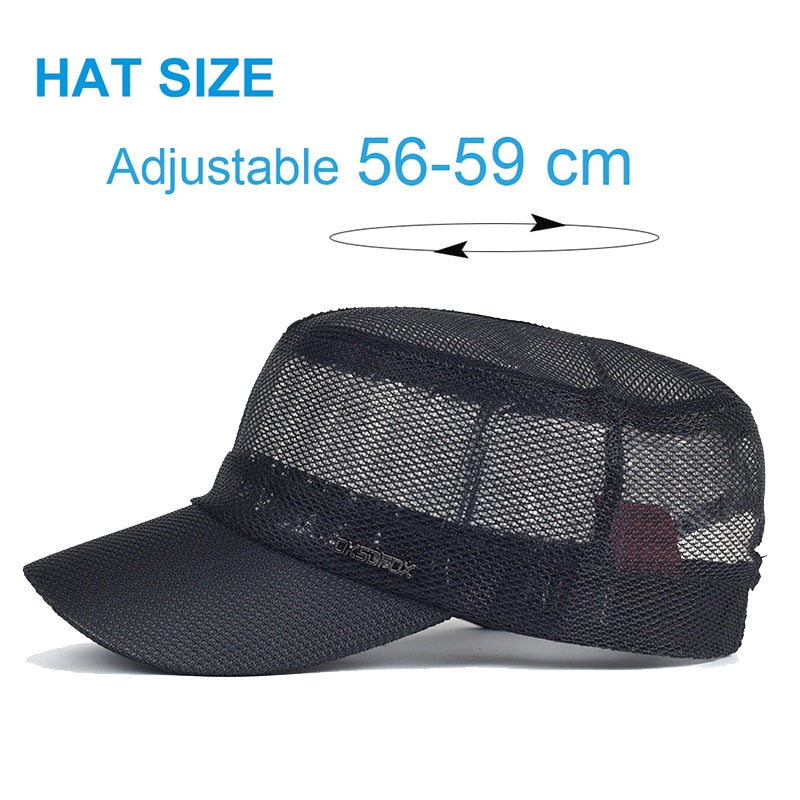 Summer Mesh Outdoor Sport Quick Drying Military Caps Men Breathable Cadet Army Cap Flat Top Hat Cycling Running Cap Baseball Cap