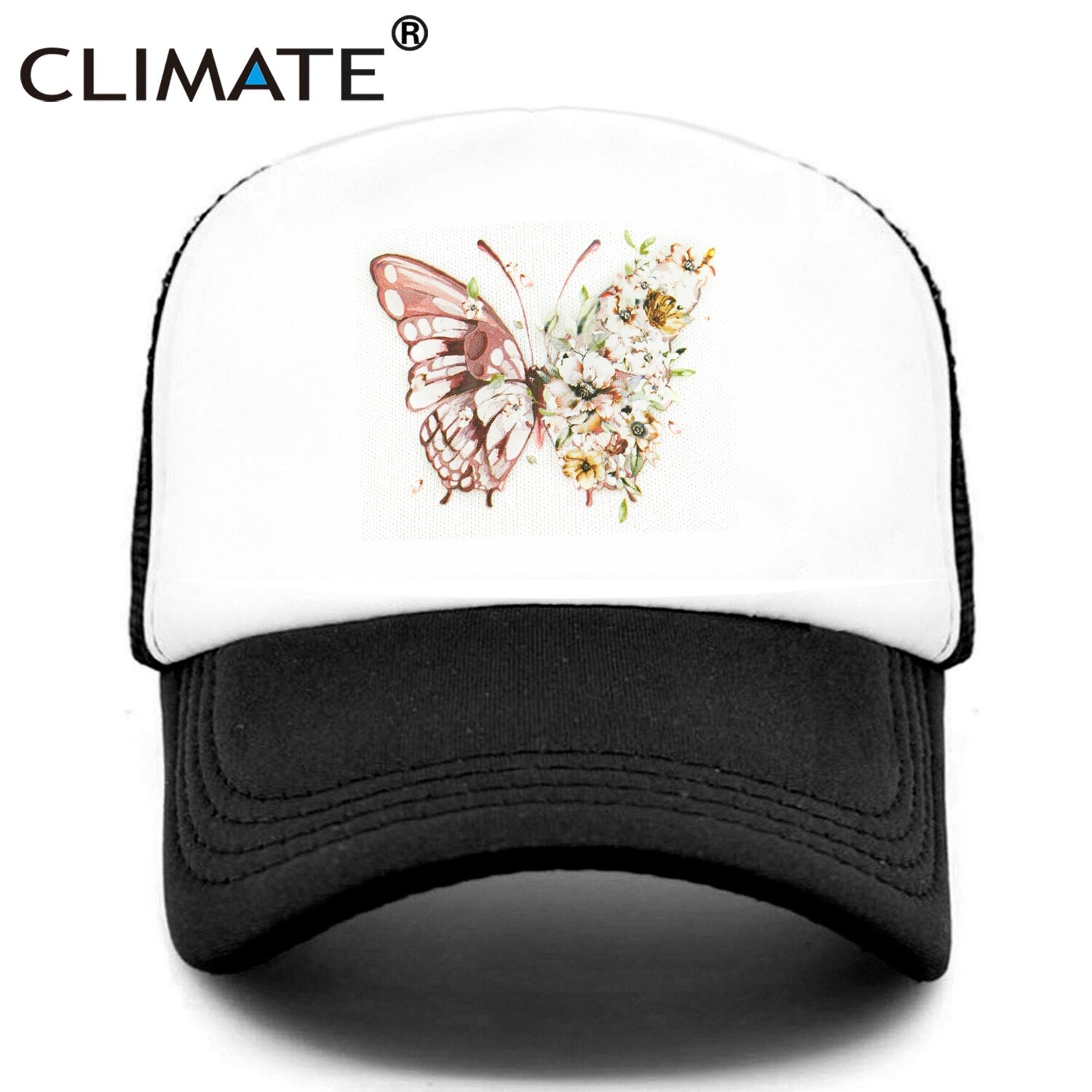 CLIMATE Women Butterfly flower Cap New Girls Flower Butterfly Hat Cap Hip Hop Baseball Trucker Mesh Cool Caps Hat for Women girl