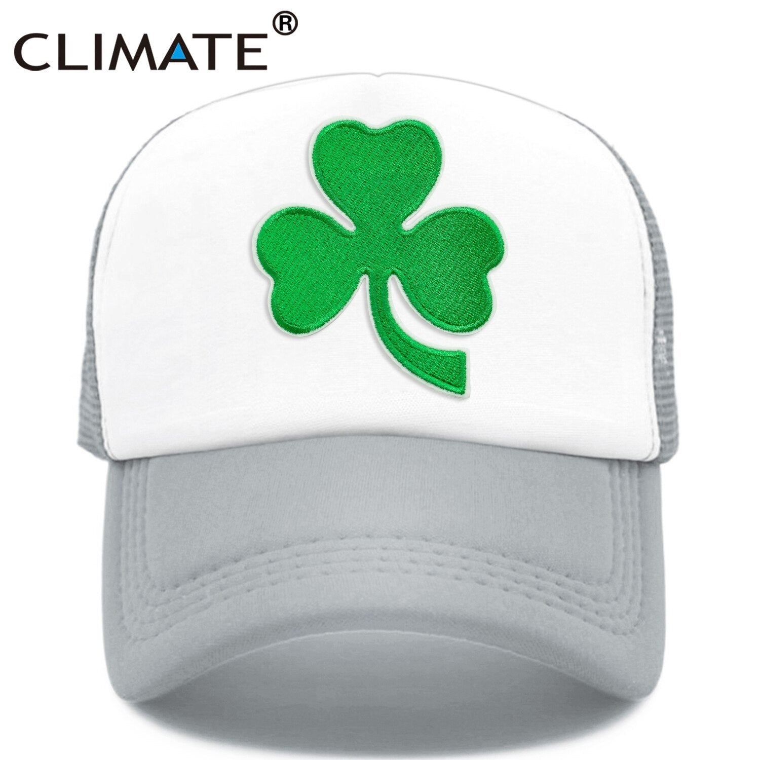 CLIMATE Shamrocks Trucker Cap St.Patrick's Day Green Cap Hat Ireland Irish Lucky Shamrocks Cap St.Patrick Mesh Cap Hat for Irish