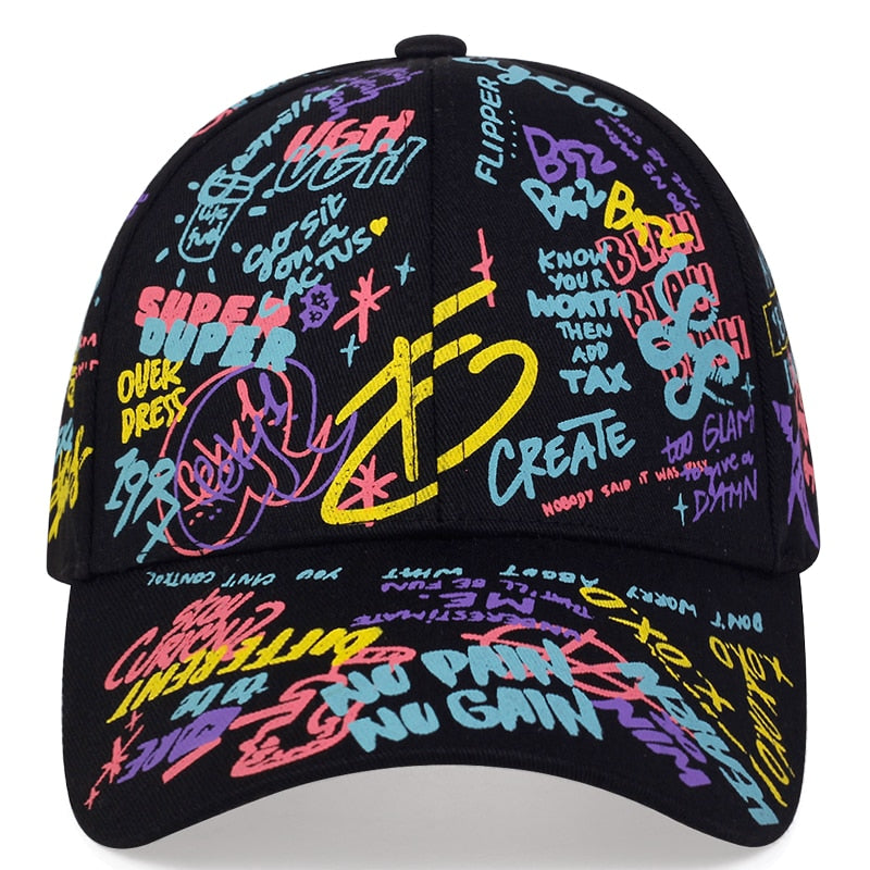 fashion Letter Baseball Cap Graffiti Sun Hip Hop Cap Visor Spring Hat Men Adjustable Snapback Cotton Cap For Women Men Hats