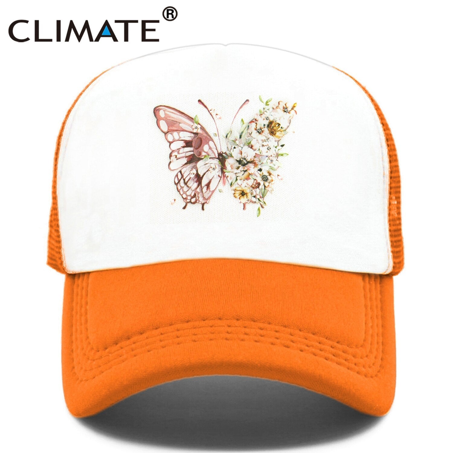 CLIMATE Women Butterfly flower Cap New Girls Flower Butterfly Hat Cap Hip Hop Baseball Trucker Mesh Cool Caps Hat for Women girl