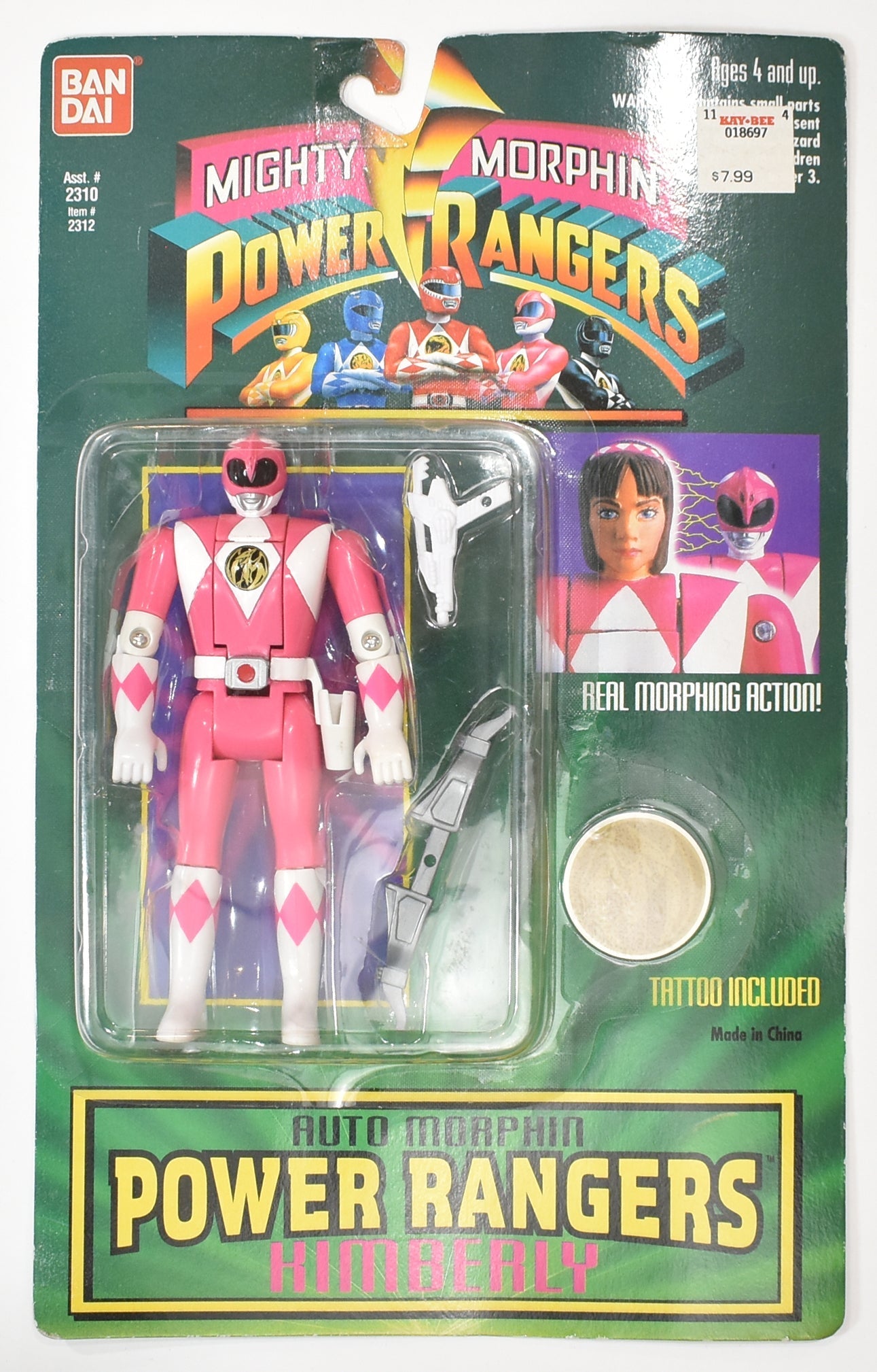 Power Rangers Auto Morphin Kimberly Pink Ranger 1994 BAN DAI