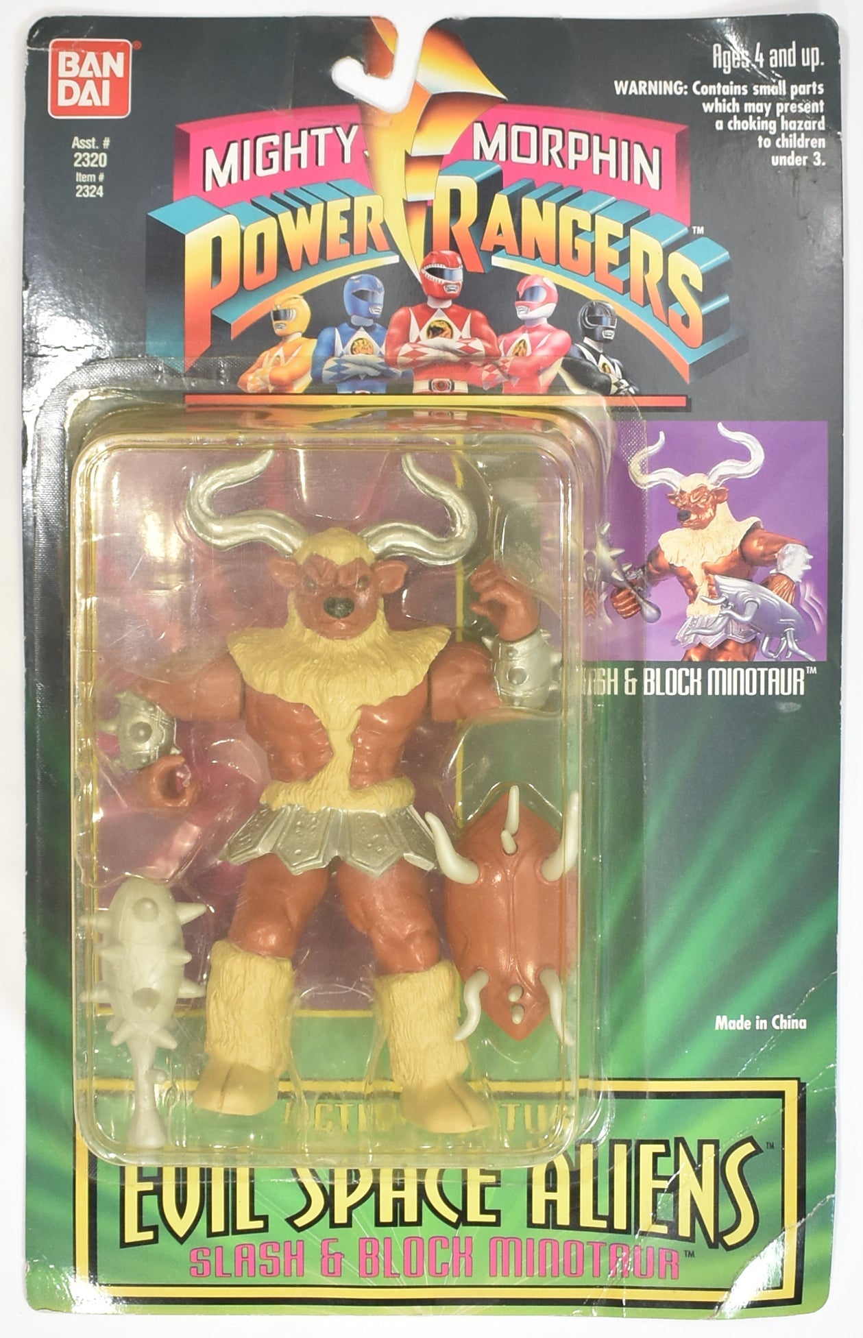 Power Rangers Evil Space Aliens Slash & block Minotaur BAN DAI 1994 Action Figur