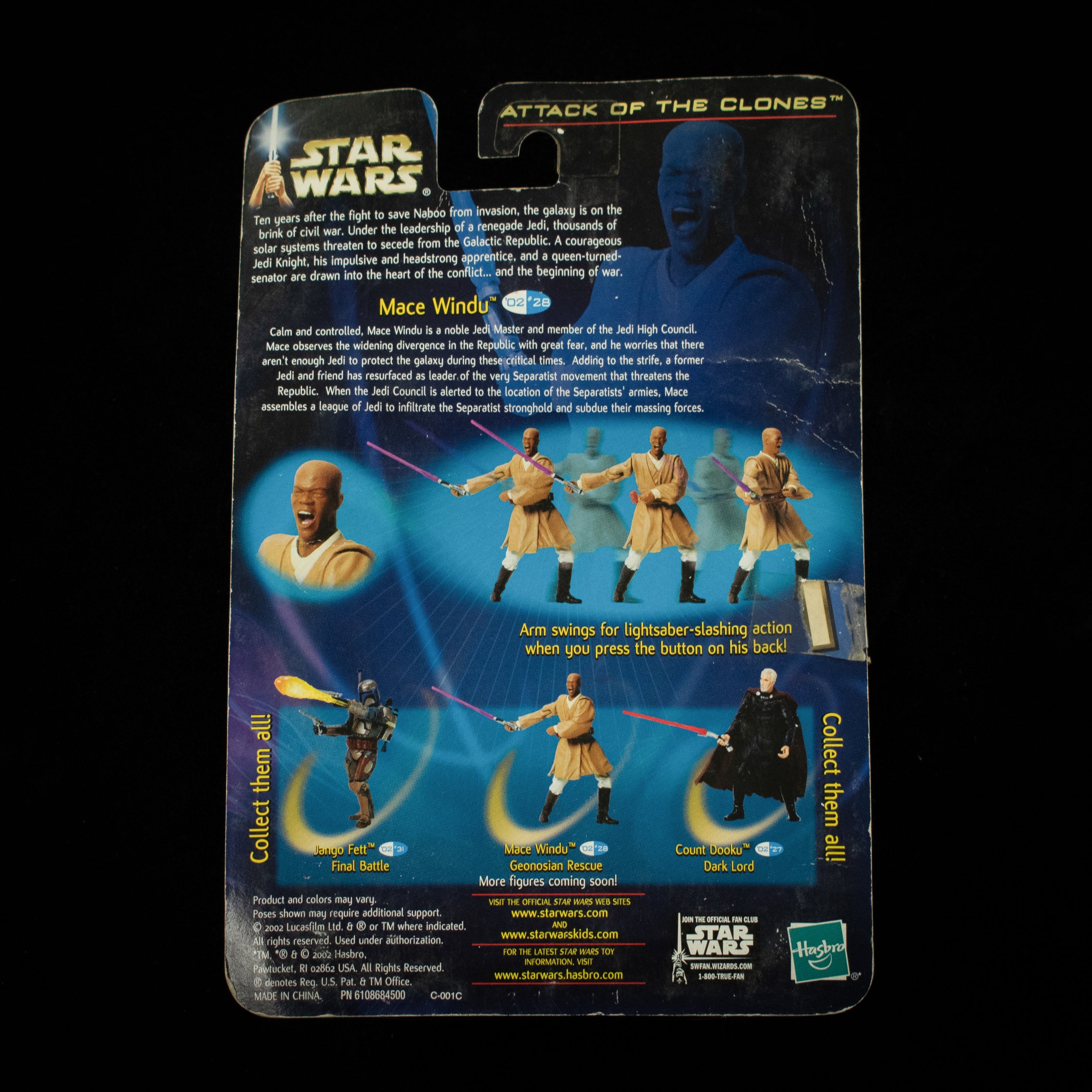 Mace Windu Attack of the Clones Action Figure Star Wars 2002 Hasbro