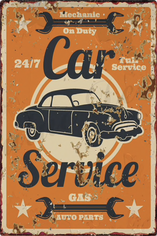 Metal Bar Sign Car Service Fuel Service