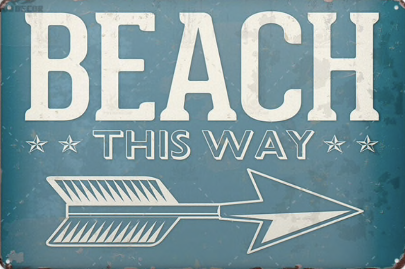 Metal Bar Sign Beach This Way