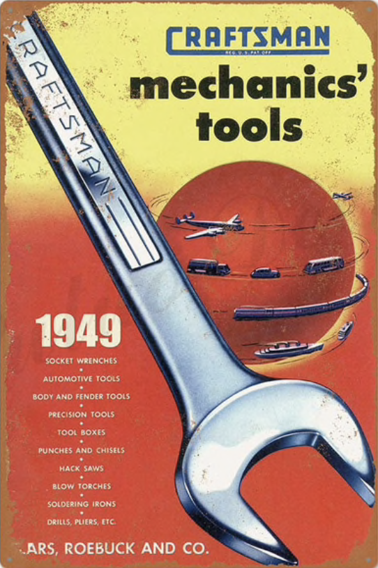 Metal Bar Sign Mechanics Tools 1949