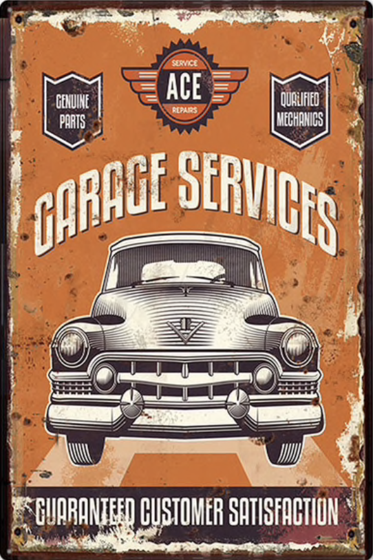 Metal Bar Sign Garage Services Ace