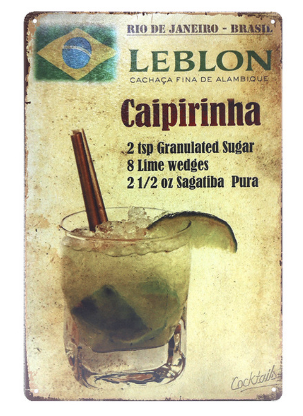 Metal Bar Sign Leblon Caipirinha