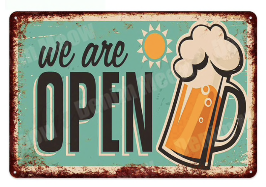 Metal Bar Sign We Are Open